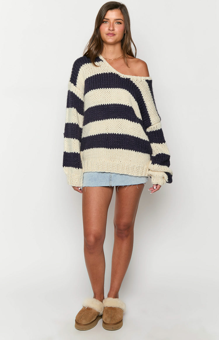 Maglione Chunky a Righe Navy Delvey