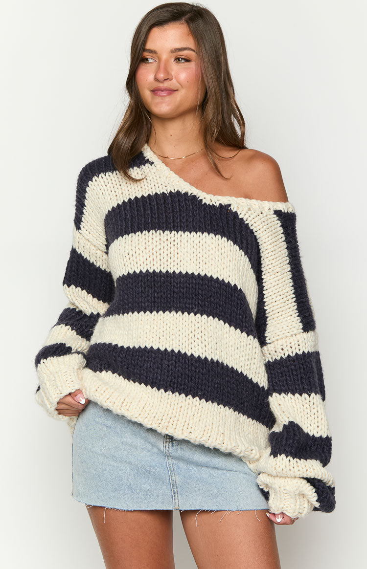 Maglione Chunky a Righe Navy Delvey