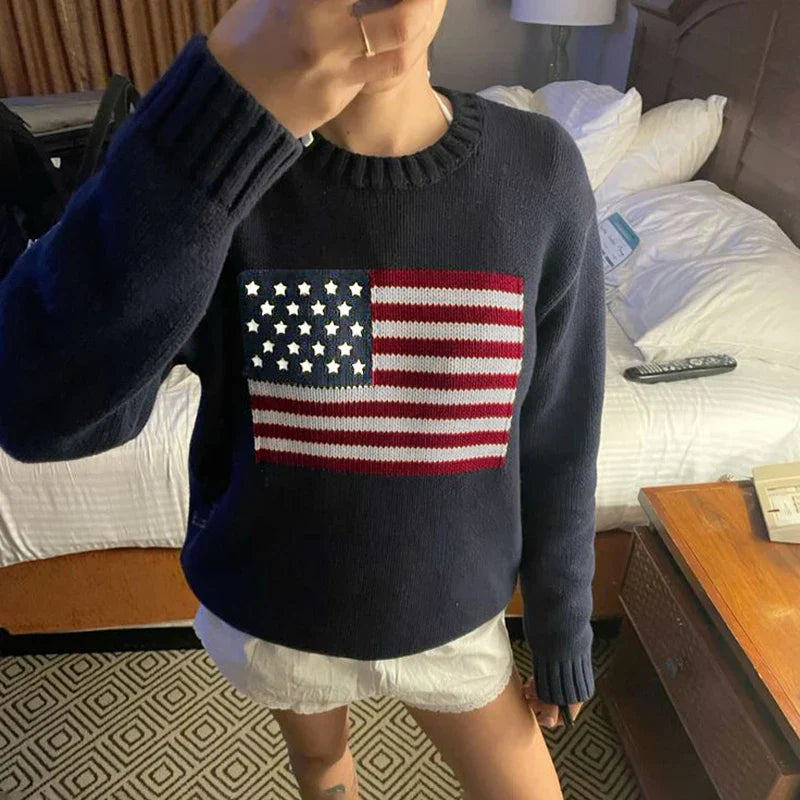 Sofie | Maglione con Bandiera Americana