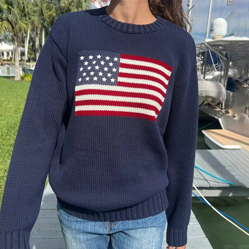 Sofie | Maglione con Bandiera Americana